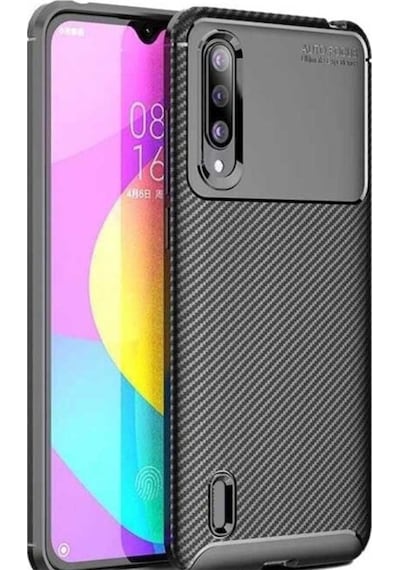 Xiaomi Mi 9 Lite Karbon Desenli Negro Silikon Kılıf Siyah
