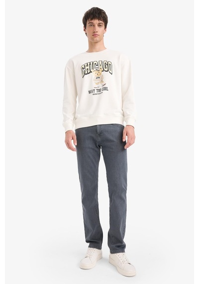 About Blank Defacto Boxy Fit Bisiklet Yaka Baskılı Sweatshirt E6430ax25au Acı Kahverengi