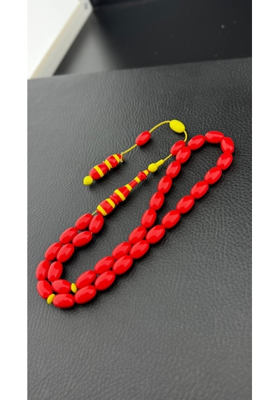 Arizona Kehribar Tesbih Hcz-model Jmngr Kırmızı - Sarı