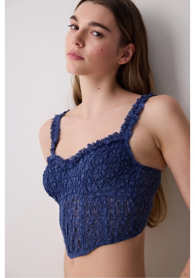Penti Crinkle Lace Corset Lacivert Büstiyer