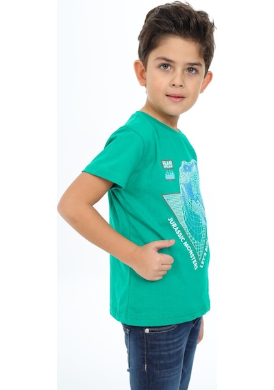 Toontoy Kids Toontoy Erkek Çocuk Baskılı Tişört Koyu Yeşil