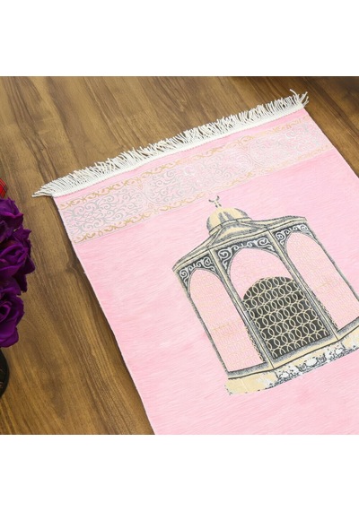 İsimli Makam-ı İbrahim Lüks Şönil Seccade Pembe 70x126cm 240 Gr Çok Renkli