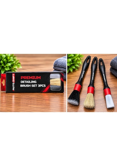 Premium Detailing 3 Lü Araç Temizlik Fırça Seti 23 Cm