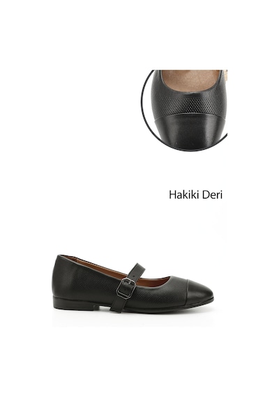 Gönderi(R) Gönderi R Siyah Baskılı Mary Jane Hakiki Deri Babet Siyah