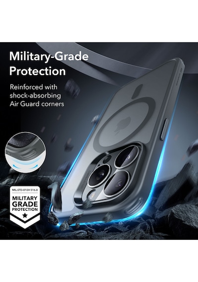 Esr Apple Uyumlu iPhone 15 Pro Max Halolock Mag Safe Hybrid Silikon Kılıf Şeffaf Gri Çok Renkli