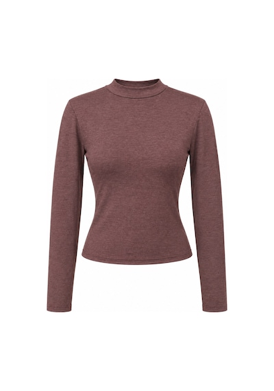 Mixray 2243 Kadın Yarım Balıkçı Yaka Uzun Kollu Slim Fit Bluz Bordo