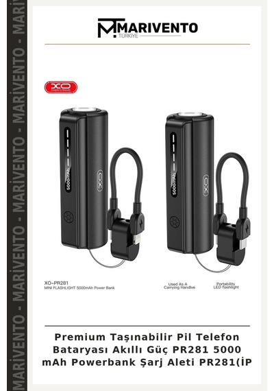 Premium Taşınabilir Pil Telefon Bataryası Akıllı Güç Pr281 5000 Mah Powerbank Şarj Aleti Pr281 İp Çok Renkli