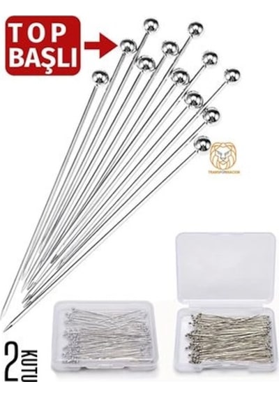 Mey İthalat Top Başlı İğne 2 Kutu 100 Adet Başörtü İğnesi Toplu İğne 720782