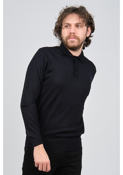 Pave Erkek Polo Yaka Yün Kazak 4538004 Lacivert Lacivert
