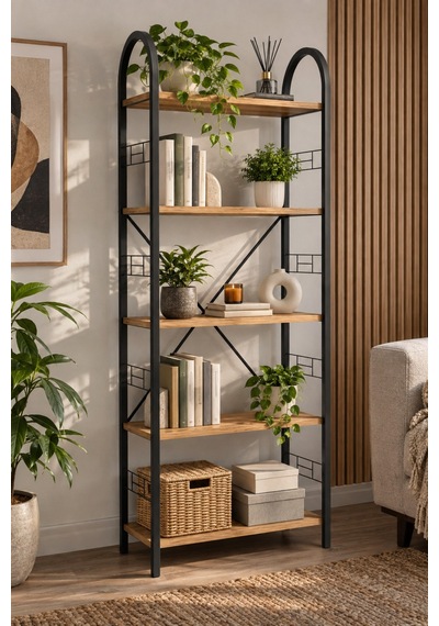 Sulorahome Metal Kitaplık Atlantik Çam Desenli 180 Cm 5 Raflı Atlantik Çam - Siyah Sulorahome Metal Kitaplık Atlantik Çam Desenli 180 Cm 5 Raflı Atlantik Çam - Siyah
