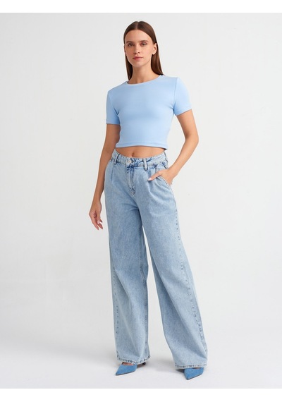 Dilvin Crop T-shirt 101a30124 Mavi
