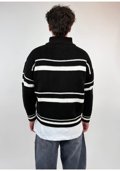 Zaee Studio Stripe Knit Crop Boy Triko Ceket beyaz