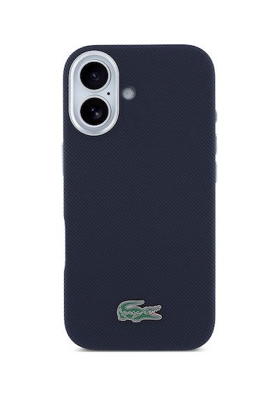 Apple iPhone 17 Kılıf Lacoste Lisanslı M-safe Uyumlu Pvc Pike Desenli İkonik Timsah Logolu Kapak Lacivert