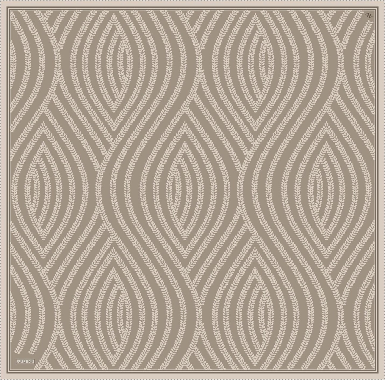 Armine Klasik Desenli Saf İpek Twill Eşarp 9351d 40 Vizon
