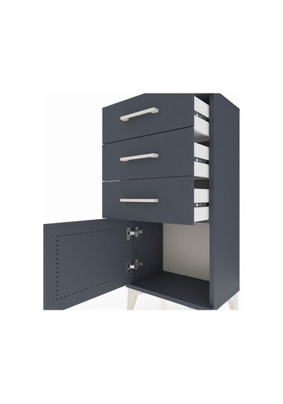 Arges Komodin 3 Çekmeceli Tek Kapaklı 44x30x96 Antrasit-antrasit Antrasit