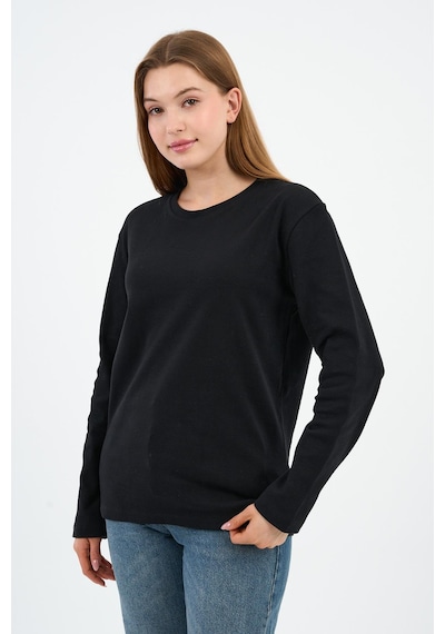 Alexander Gardi Bisiklet Yaka Basic Likralı Sweatshırt Wk25512-wn Siyah
