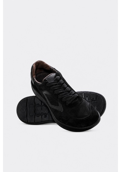 Fast Step Hakiki Deri 846ma2702 Siyah Nubuk Siyah Erkek Casual Ayakkabı