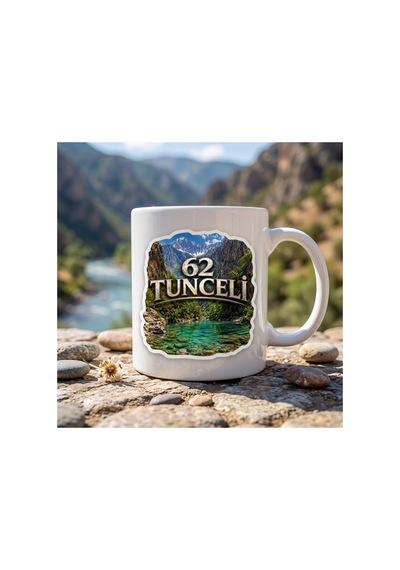 Tunceli Temalı Kupa Bardak Kültürel Motifler Desen 8 Beyaz Beyaz