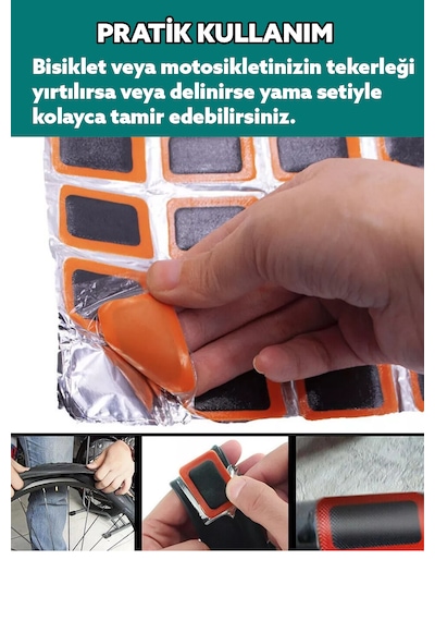 48 Parça Bisiklet Lastik Yaması Tekerlekli Araç Lastik Yırtılma Kesilme Tamir Seti Hızlı Bakım Kiti