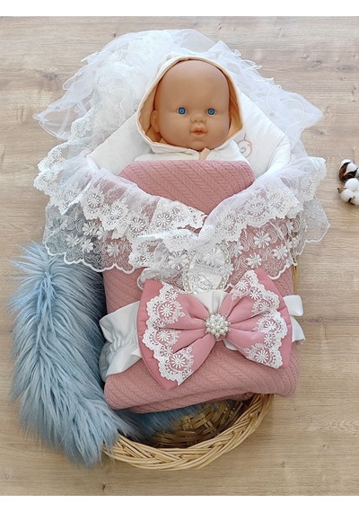 Triko Örg Haki Bebek Kundağı Unisex Bebek Dış Kundak Battaniyesi Hastane Çıkışı Kundak Battaniye Gülkurusu