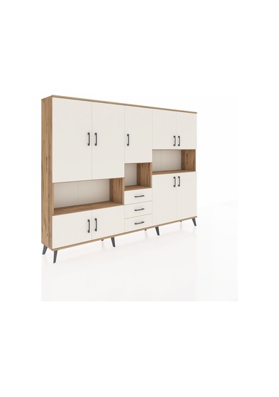 Arges Dolap 13 Raflı 3 Çekmeceli 9 Kapaklı 220x30x163 Çam-aytaşı Çam-aytaşı