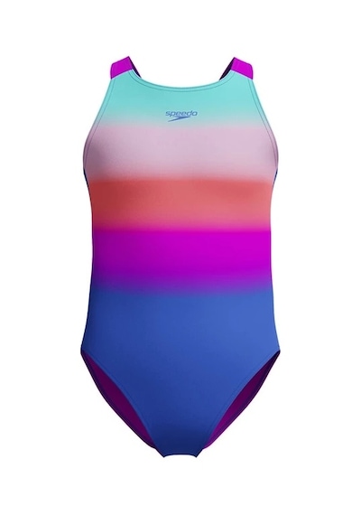 Speedo Digital Baskı Kız Çocuk Yüzücü Mayosu Pembe-mavi Mor