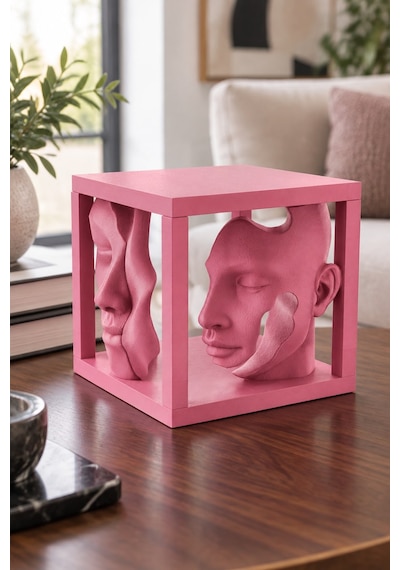 Soyut Çift Yüzlü Büst Figürlü Dekoratif Biblo - 16cm Büyük Boy 31922082
