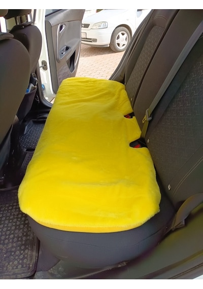 Yumuşak Tüylü Peluş Serme Oto Koltuk Minder Arka Sarı Renk
