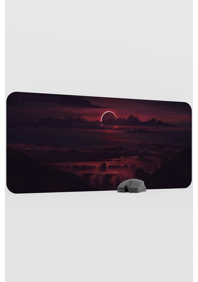Dijital Gökyüzü Bulut Gün Batımı V4 90x40 Xxl Gaming Kauçuk Kaymaz Taban Mouse Pad Fare Altlığı