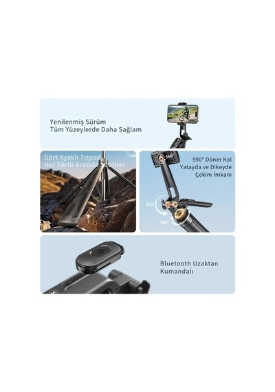 Jopree Y26 Bluetooth Uzaktan Kumandalı 180 Cm Uzatılabilir Tripod, Yatay Ve Dikey Çekim İmkanı, 360 Döner Kol, Katlanabilir Selfie Çubuğu, Fotoğraf Makinesi & Akıllı Telefon İle Uyumludur Jopree Y26 Bluetooth Uzaktan Kumandalı 180 Cm Uzatılabilir Tripod, Yatay Ve Dikey Çekim İmkanı, 360 Döner Kol, Katlanabilir Selfie Çubuğu, Fotoğraf Makinesi & Akıllı Telefon İle Uyumludur