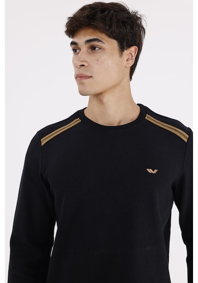 Rowinger Selanik Kumaş Yapılı Esnek Manşetli Konforlu Rahat Kesim Sweatshirt Black