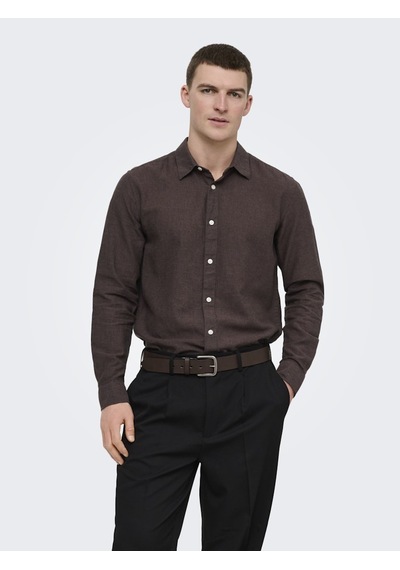 Only & Sons Onscaıden Lıfe Ls Solıd Lınen Blend Noos Erkek Kahverengi Gömlek - 22012321 Only & Sons Onscaıden Lıfe Ls Solıd Lınen Blend Noos Erkek Kahverengi Gömlek - 22012321