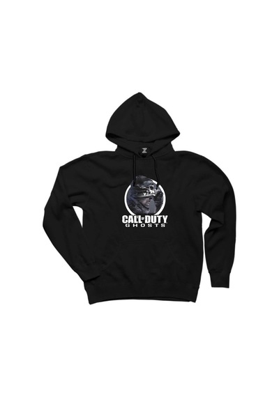 Call Of Duty Ghosts Text Siyah Kapşonlu Sweatshirt Hoodie Siyah