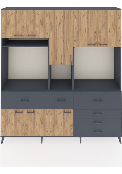 Hyperion Dolap 10 Raflı 6 Çekmeceli 8 Kapaklı 220x44x243 Antrasit-çam/antrasit Atlas Çam/antrasıt Hyperion Dolap 10 Raflı 6 Çekmeceli 8 Kapaklı 220x44x243 Antrasit-çam/antrasit Atlas Çam/antrasıt