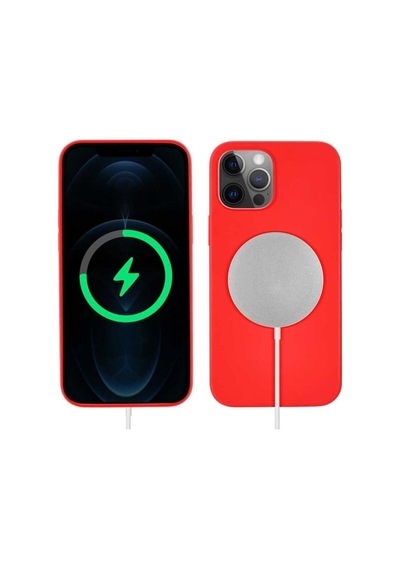 Apple Uyumlu iPhone 12 Pro Max Kılıf Zore Silksafe Wireless Kapak Kırmızı