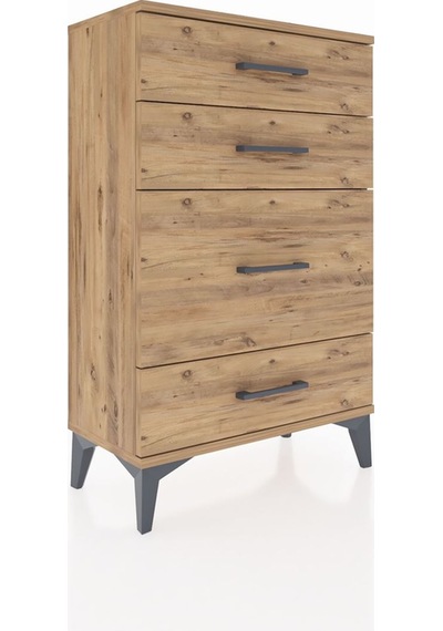 Arges Komodin 4 Çekmeceli 60x30x96 Çam-çam Çam