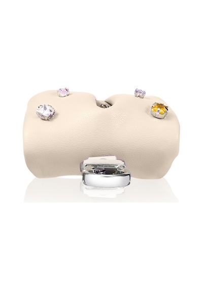 Apple Uyumlu AirPods Pro 2 Kılıf Pu Deri Çanta Tasarımlı Taşlı Pynana Sugar Cube Serisi Kapak Bej