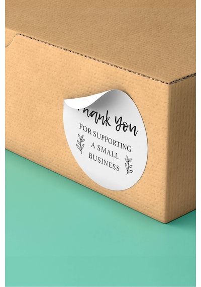 Yapraklı Thank You Kargo Paketleme Sticker Etiket 3x3cm St2123 Çok Renkli