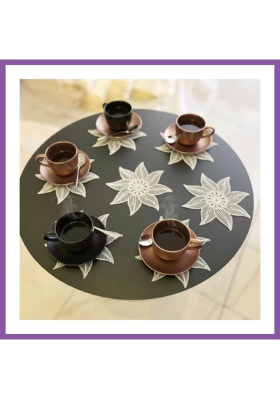 Bezos 6 Lı Dantel Kahve Sunumluğu 15x15 Cm Asorti Desenli Dekoratif Bardak Altlığı Bzoshb Çok Renkli