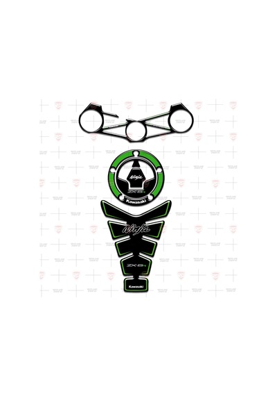 KAWASAKİ ZX-6R Special 2013-2016 Tank Pad Depo Kapak Gidon Pad Set 3'lü Set