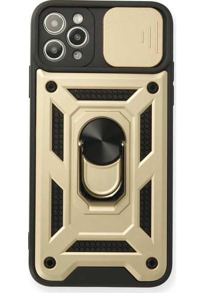 Newface - 208 - iPhone Uyumlu 11 Pro Kılıf Pars Lens Yüzüklü Silikon - Novapazr - - Gold