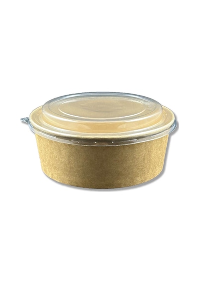300 Adet Kraft Karton Salata Kasesi Kapaklı 1100cc