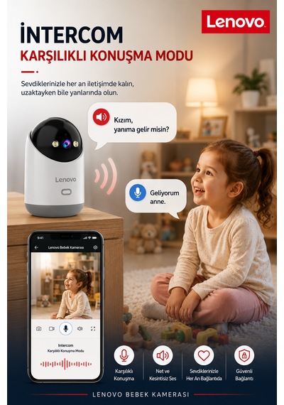 Lenovo 5mp Wifi Bebek Evcil Hayvan Yaşlı Bakım Kamerası Gece Görüşlü Bebek Kamerası
