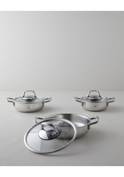 English Home Glow Çelik Cam Kapaklı Sahan 14x5 Cm Silver Silver