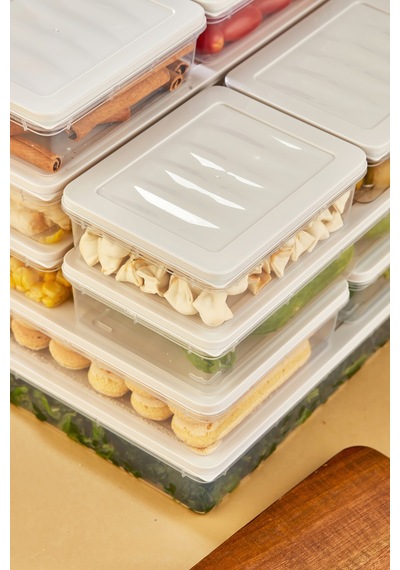 Multi Box 10 Parça 4 Farklı Boy Saklama Kabı Seti - Dondurucu & Mikrodalga Uyumlu Krem