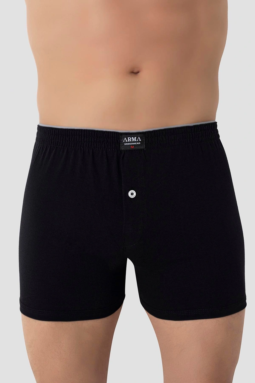 Arma Yıldız 6'lı Paket Siyah Erkek Penye Havlu Bel Boxer %100 Pamuk Siyah
