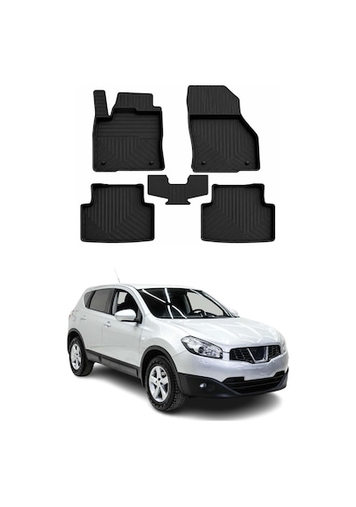 Nissan Qashqai 1 2007-2014 Uyumlu 4d Havuzlu Paspas Kauçuk Siyah 5 Parça