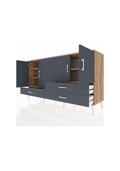 Hyperion Konsol 5 Raflı 3 Çekmeceli 4 Kapaklı 176x44x99 Çam-antra Çam-antrasit