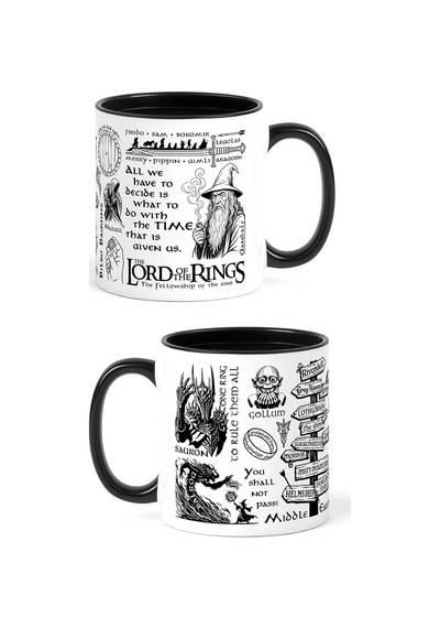 Lotr Yüzüklerin Efendisi Özel Tasarım Kupa Bardak Beyaz - Çok Renkli