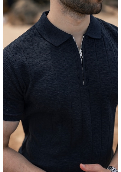 Madmext Antrasit Regular Fit Polo Yaka Triko Erkek Tişört E7503